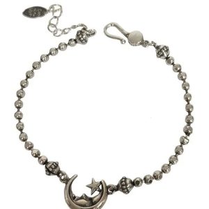 Celestial Moon & Star Silver Bracelet: Perfect for Concert & Date Night Outfits