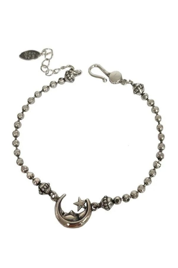 Celestial Moon & Star Silver Bracelet: Perfect for Concert & Date Night Outfits