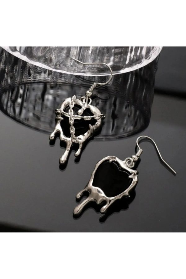 Chained Blood Heart Earrings: Perfect for Concerts, Date Nights & Outfits