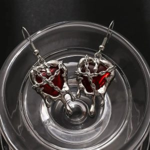 Chained Blood Heart Earrings: Perfect for Concerts, Date Nights & Outfits