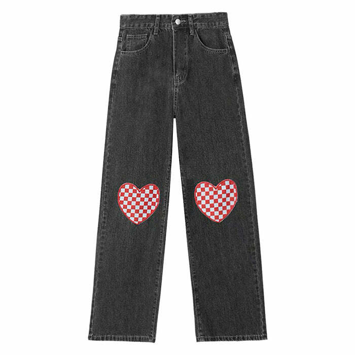 Checker Heart Wide Jeans: Trendy Outfit Ideas for Every Occasion