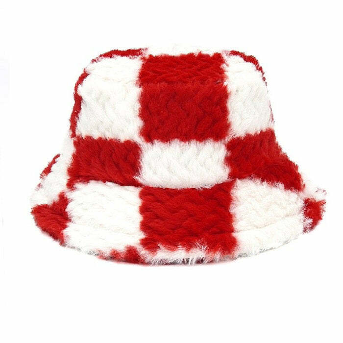 Checkered Fuzzy Bucket Hat | Y2K Fashion, Cute 2000s Outfits, McBling Style