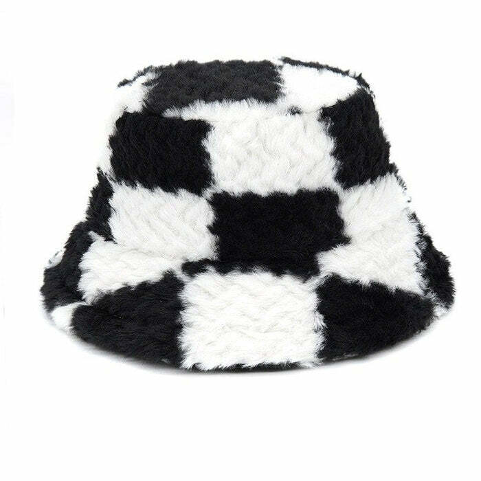 Checkered Fuzzy Bucket Hat | Y2K Fashion, Cute 2000s Outfits, McBling Style