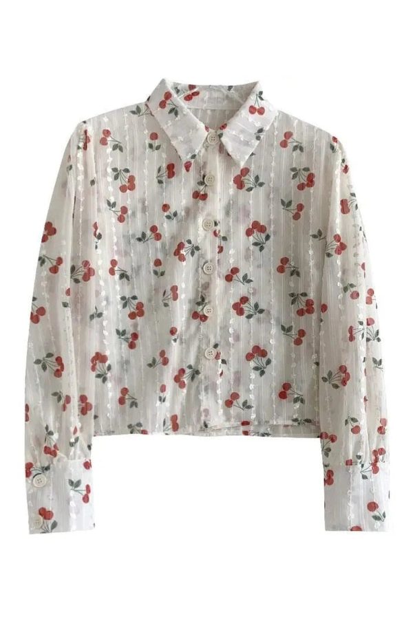 Cherry Blossom Button-Up Blouse: Perfect for Spring Outfits & Date Nights