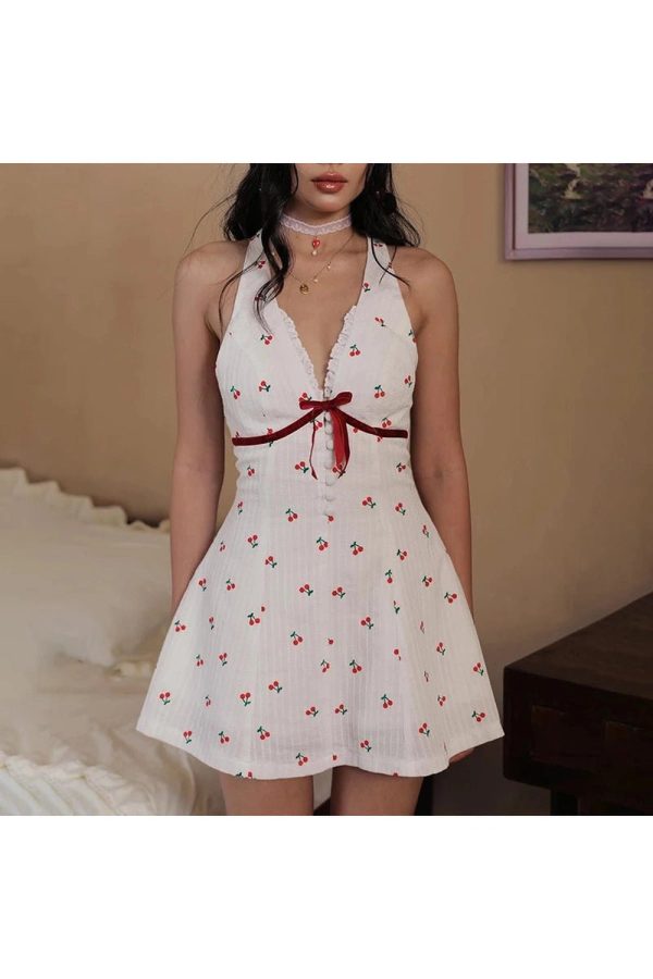 Cherry Blossom Halter Dress - Cute 2000s Outfits & Y2K Fashion Inspiration