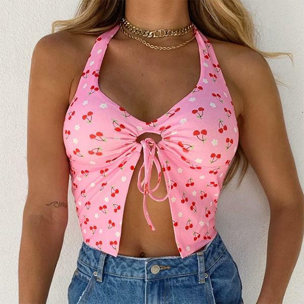 Cherry Blossom Halter Top: Perfect for Spring Outfits & Concert Outfit Ideas