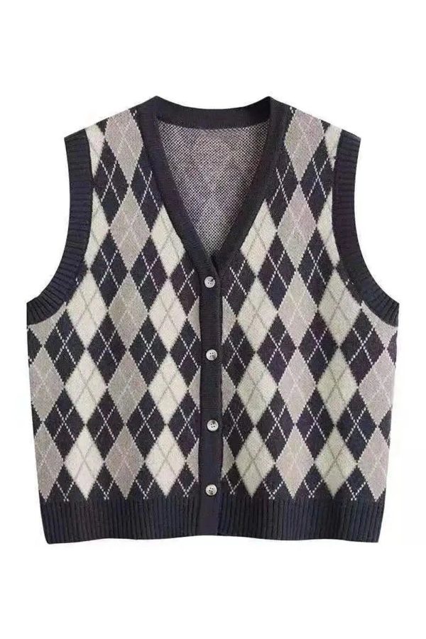 Chic Argyle Knit Vest: Perfect for Spring Outfits & Casual Looks