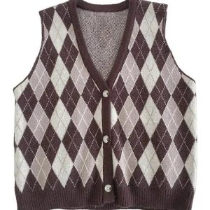 Chic Argyle Knit Vest: Perfect for Spring Outfits & Casual Looks