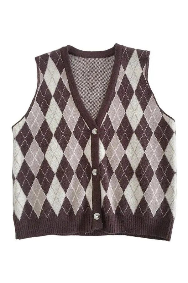 Chic Argyle Knit Vest: Perfect for Spring Outfits & Casual Looks