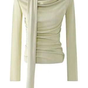 Chic Asymmetrical Drape Neck Top: Perfect for Spring Outfits & Date Nights