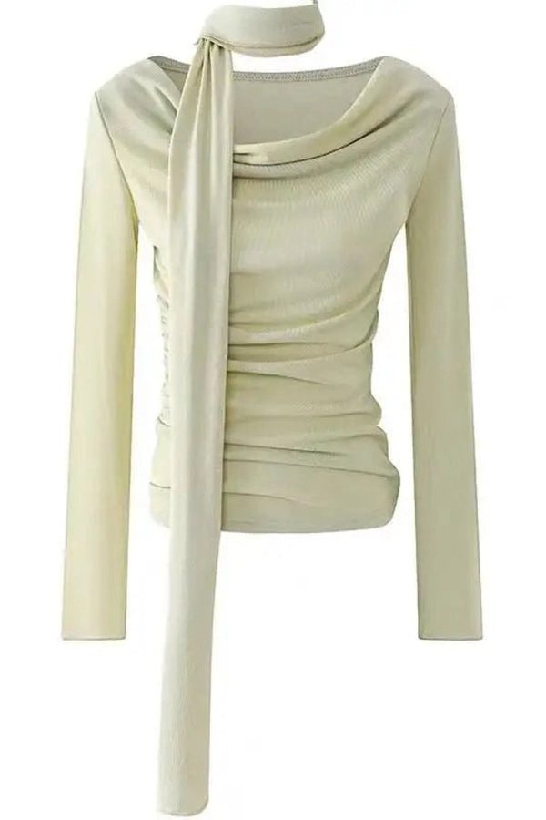 Chic Asymmetrical Drape Neck Top: Perfect for Spring Outfits & Date Nights