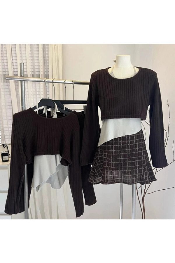 Chic Asymmetrical Layered Knit Set: Perfect for Spring Outfits