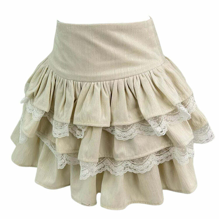 Chic Ballerina Core Ruffled Lace Skirt: Perfect for Spring Outfits