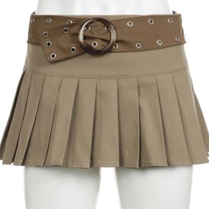 Chic Belted Pleated Mini Skirt: Perfect for Spring Outfits & Date Nights