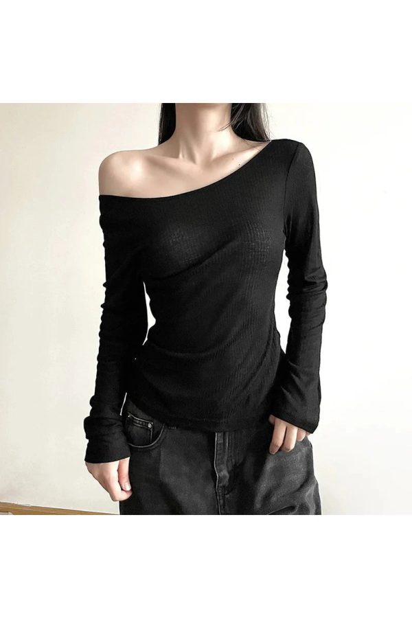 Chic Black Off-Shoulder Ribbed Top: Perfect for Spring Outfits & Date Nights