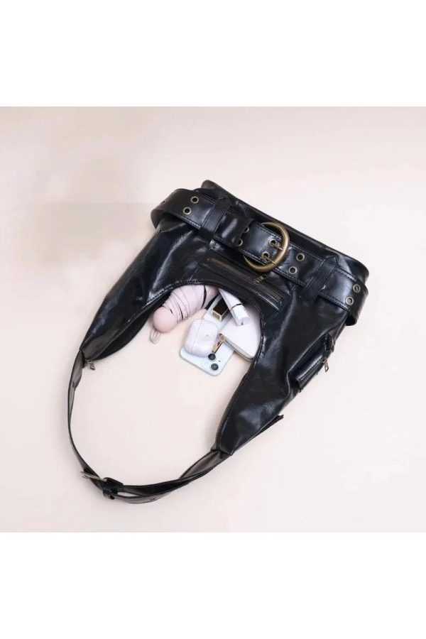 Chic Buckle Up Punk Shoulder Bag for Stylish Outfits & Concert Looks