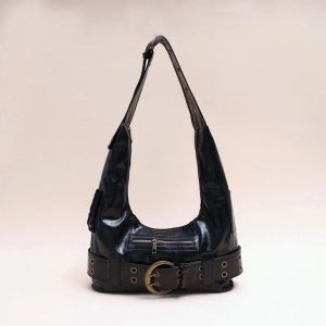 Chic Buckle Up Punk Shoulder Bag for Stylish Outfits & Concert Looks