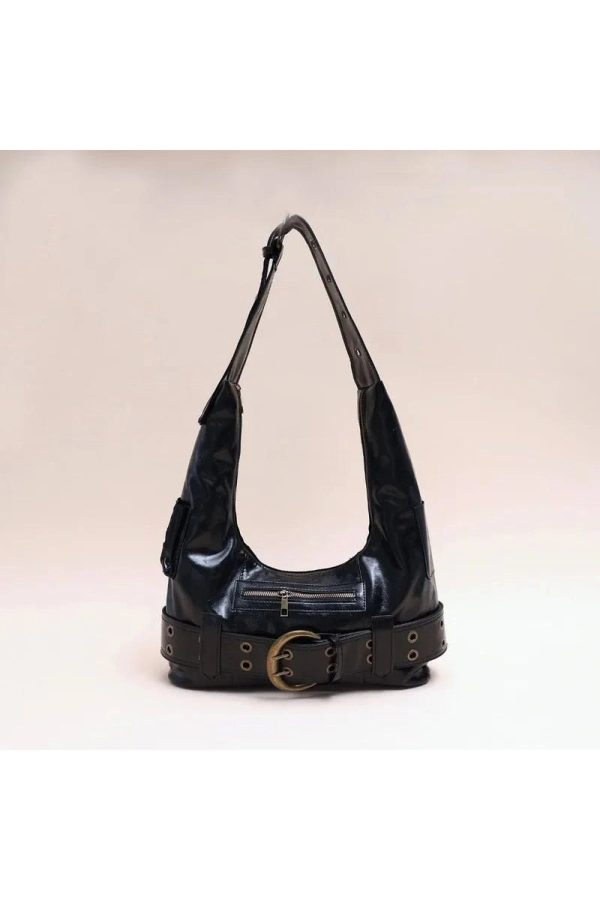 Chic Buckle Up Punk Shoulder Bag for Stylish Outfits & Concert Looks