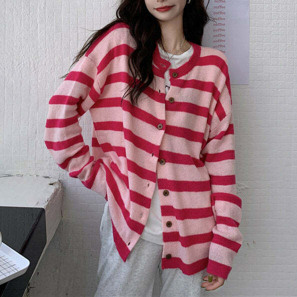 Chic Candy Crush Striped Cardigan: Perfect for Spring Outfits & Casual Looks