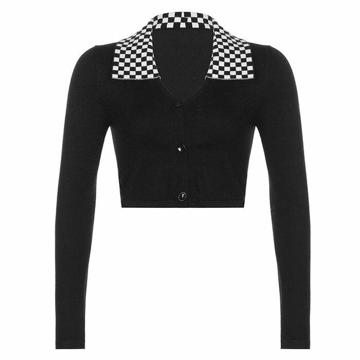 Chic Checkerboard Collar Top: Perfect for Spring Outfits & Casual Looks