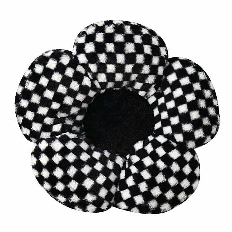 Chic Checkered Flower Pillow: Perfect for Spring Outfits & Cozy Decor