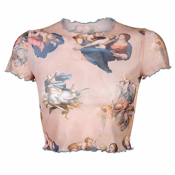 Chic Cherub Print Crop Top: Perfect for Spring Outfits & Concert Looks