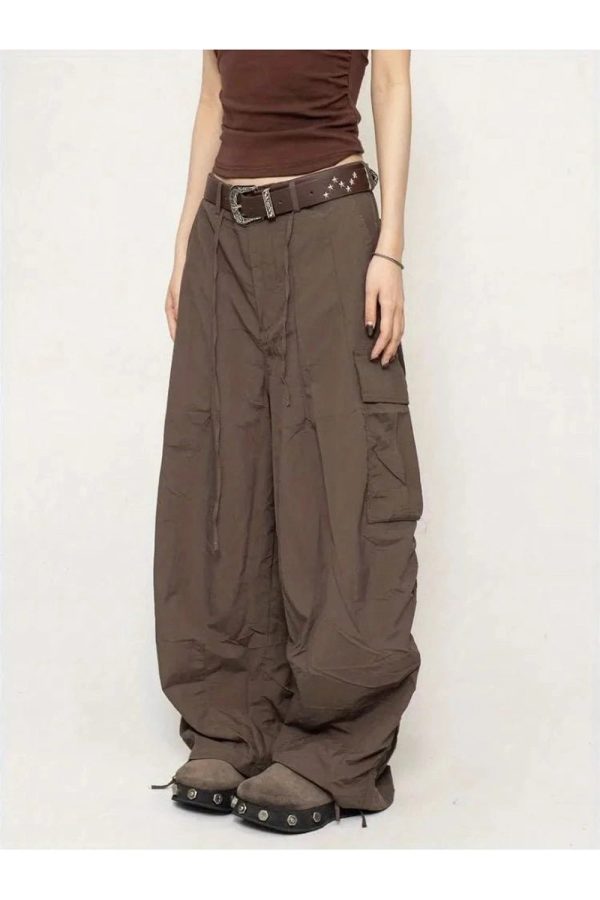 Chic Chocolate Brown Parachute Cargo Pants: Trendy Outfit Ideas & Styles