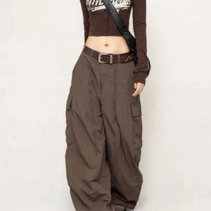 Chic Chocolate Brown Parachute Cargo Pants: Trendy Outfit Ideas & Styles