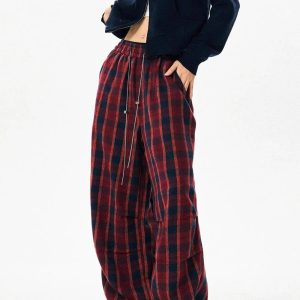 Chic Classic Plaid Baggy Lounge Pants for Effortless Outfit Ideas