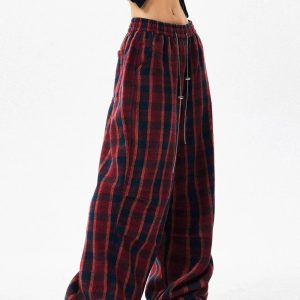 Chic Classic Plaid Baggy Lounge Pants for Effortless Outfit Ideas