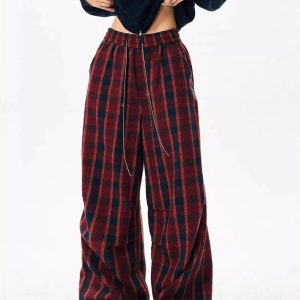 Chic Classic Plaid Baggy Lounge Pants for Effortless Outfit Ideas