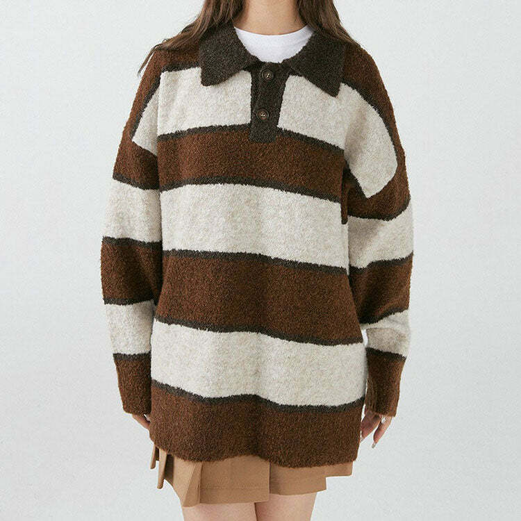 Chic Coffee Shop Striped Pullover: Perfect for Casual Outfits & Spring Fits