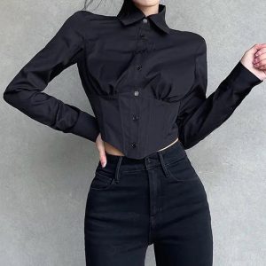 Chic Corset Button-Up Blouse: Perfect for Spring Outfits & Date Nights