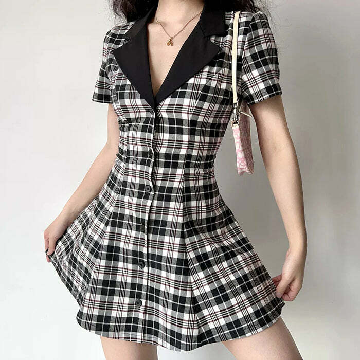 Chic Dark Academia Plaid Dress: Perfect for Prom, Work, and Casual Outfits