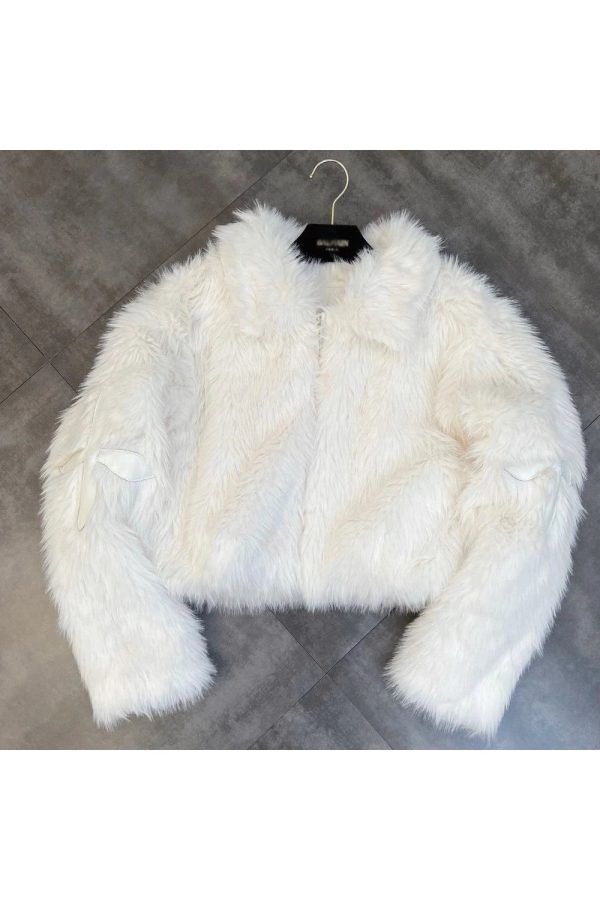 Chic Dark Cross Faux Fur Jacket: Perfect for Concerts & Casual Outfits