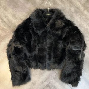 Chic Dark Cross Faux Fur Jacket: Perfect for Concerts & Casual Outfits