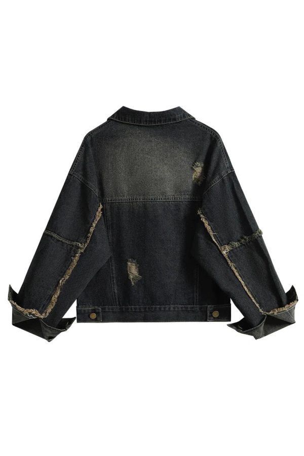 Chic Distressed Midnight Denim Jacket: Perfect for Spring Outfits & Concerts