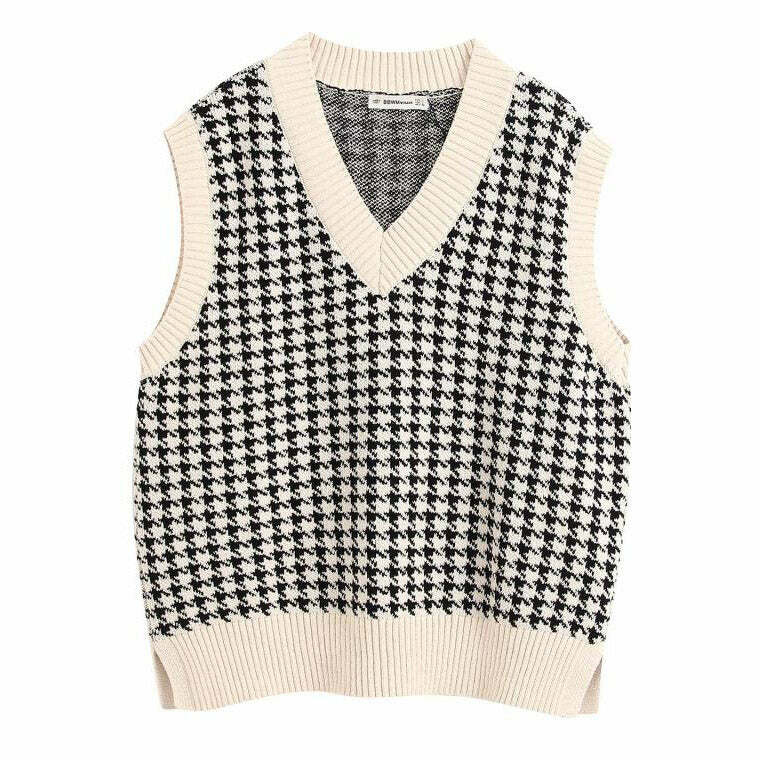 Chic Dogtooth Check Vest: Perfect for Spring Outfits & Casual Looks