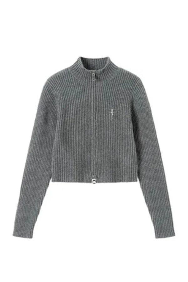 Chic Fall Ribbed Zip-Up Turtleneck Sweater: Perfect for Casual Outfits