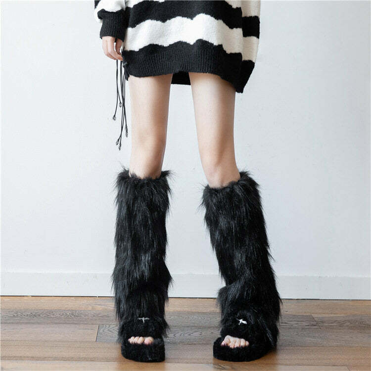 Chic Faux Fur Leg Warmers for Stylish Outfits & Concert Outfit Ideas