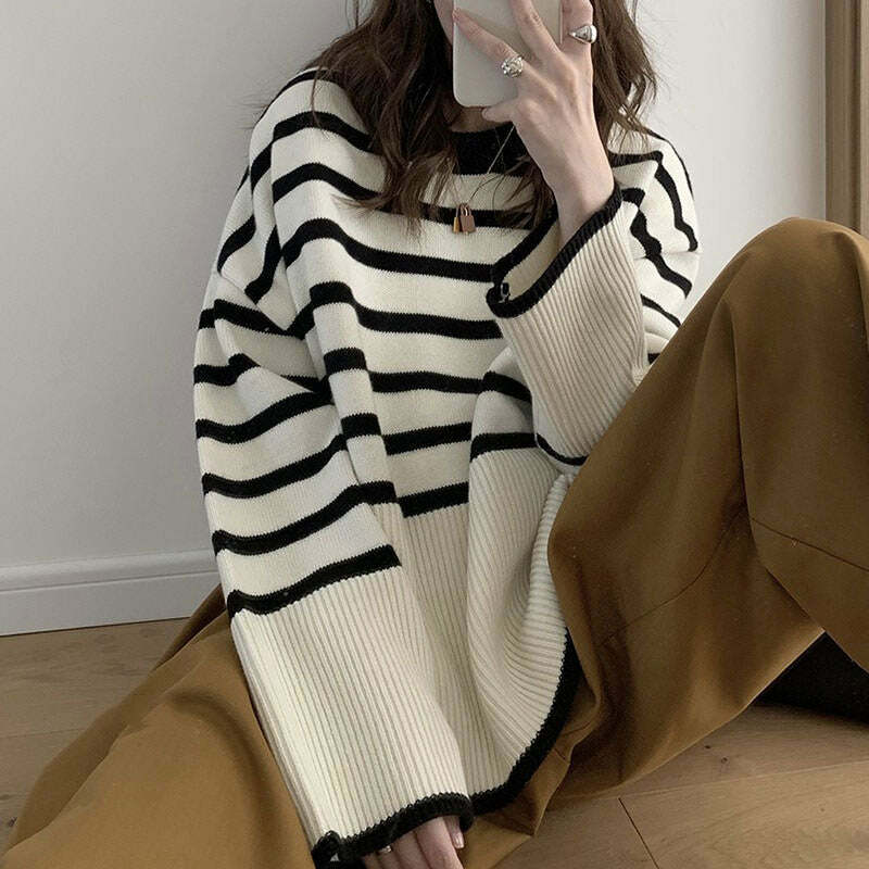 Chic French Aesthetic Striped Sweater: Perfect for Spring Outfits