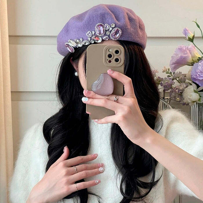 Chic French Girl Rhinestone Beret for Stylish Outfit Ideas & Fashion