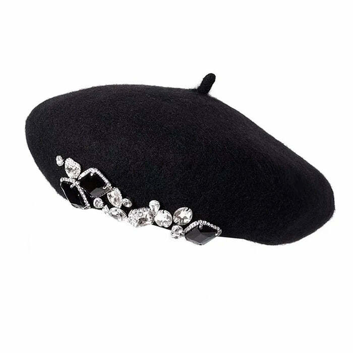 Chic French Girl Rhinestone Beret for Stylish Outfit Ideas & Fashion