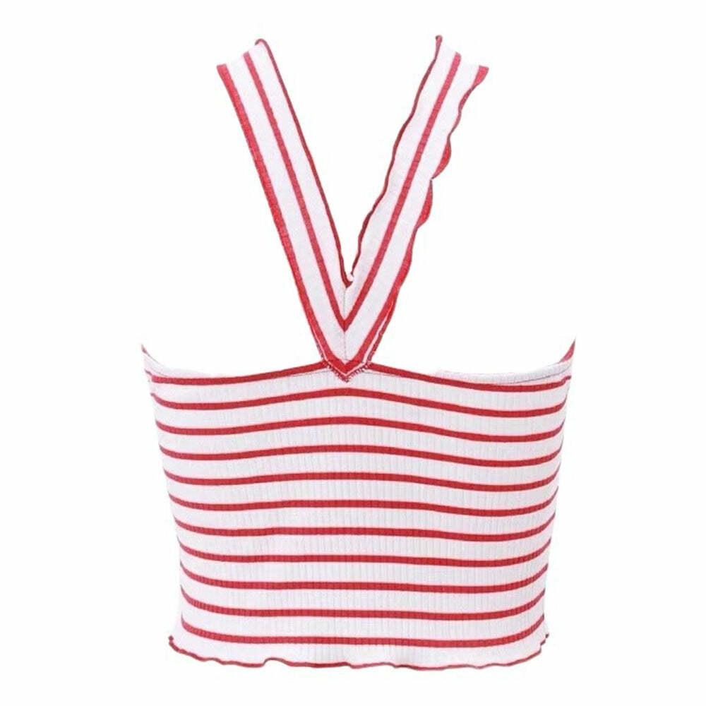 Chic French Rose Striped Tube Top: Perfect for Spring Outfits & Date Nights