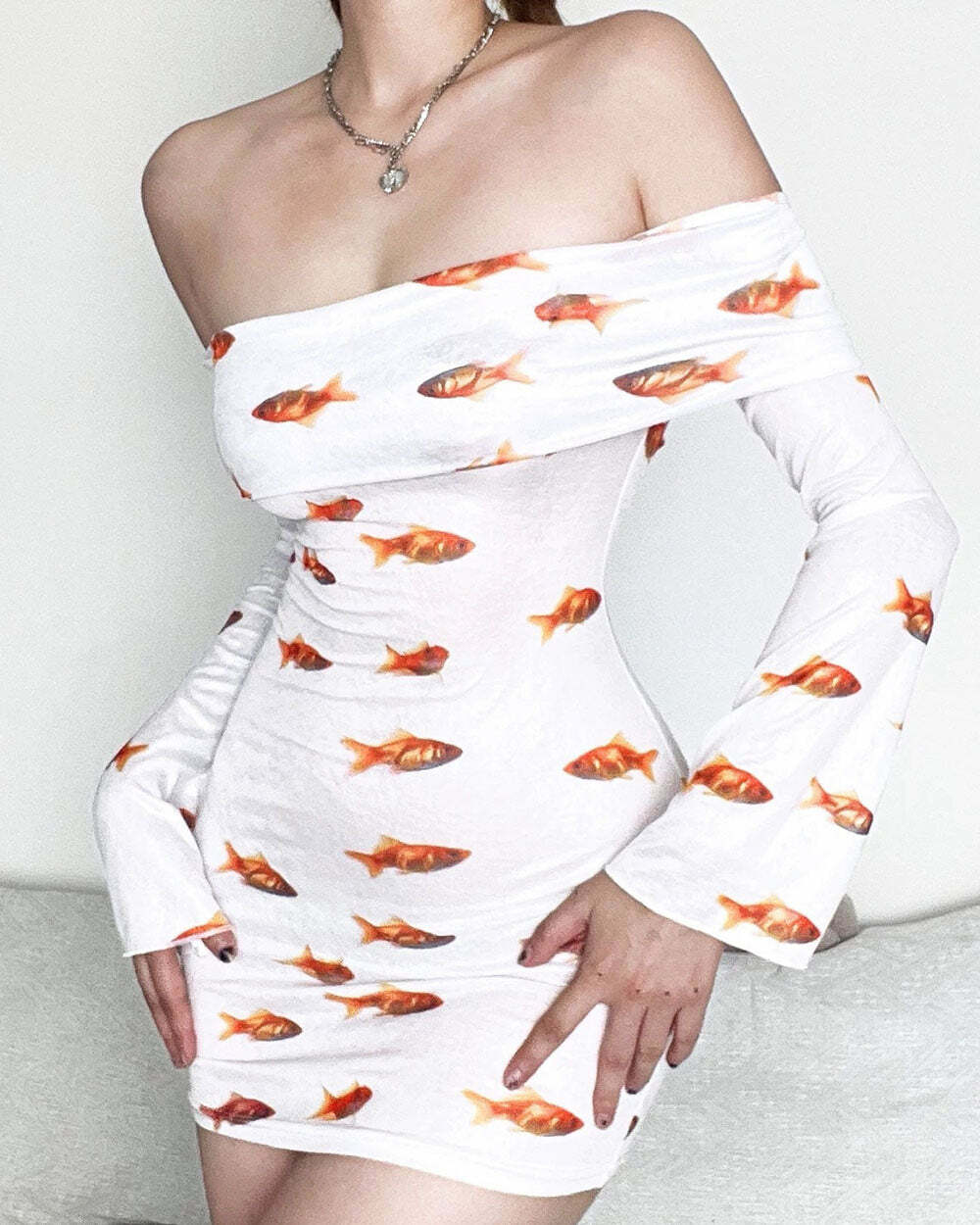 Chic Goldfish Off Shoulder Mini Dress: Perfect for Spring Outfits & Events