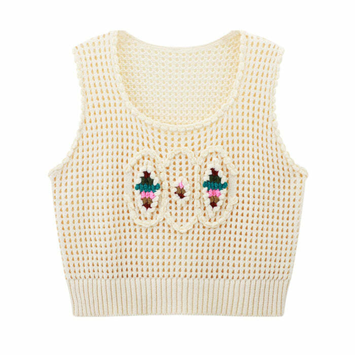 Chic Grandmacore Cropped Knit Vest: Perfect for Spring Outfits