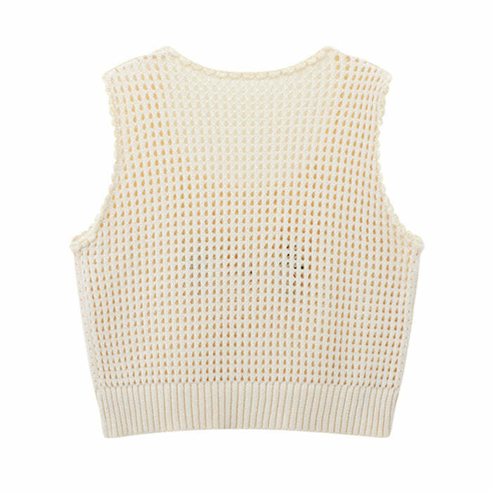 Chic Grandmacore Cropped Knit Vest: Perfect for Spring Outfits