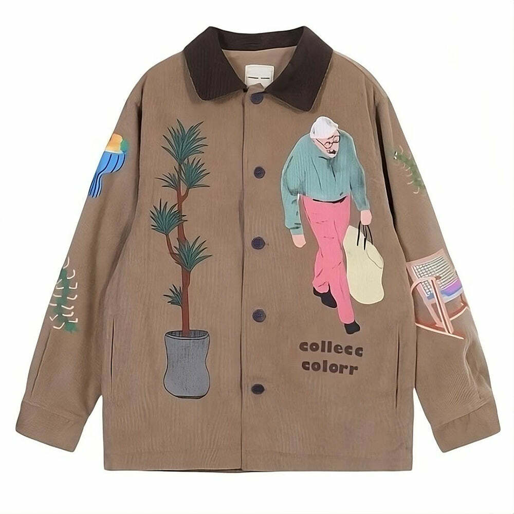 Chic Grandpa Aesthetic Corduroy Jacket for Stylish Spring Outfits