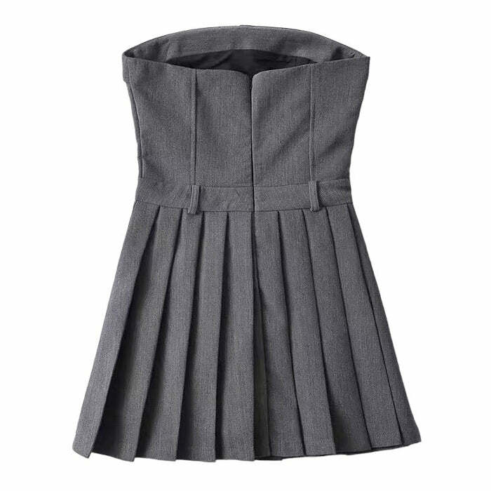 Chic Grey Pleated Mini Dress: Perfect for Prom, Parties & Spring Outfits