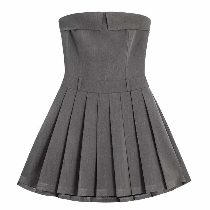 Chic Grey Pleated Mini Dress: Perfect for Prom, Parties & Spring Outfits